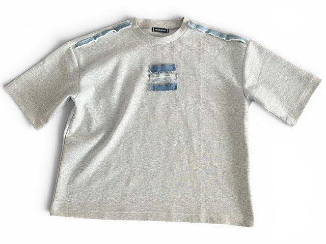 Grey & Denim Short Sleeve Top